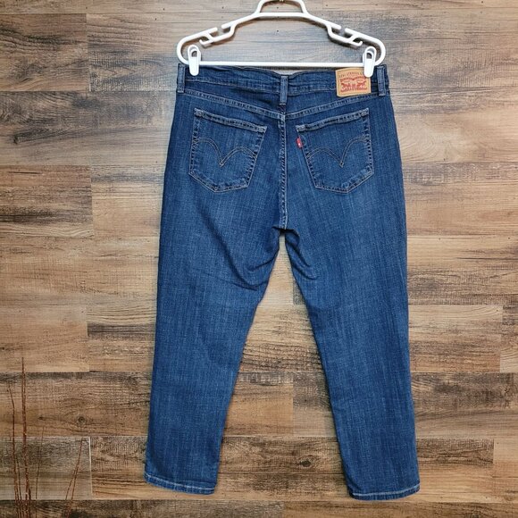 Levi's Jeans Size 31 Boyfriend Mid Rise Medium Dark Wash Stretch Denim - Picture 2 of 11